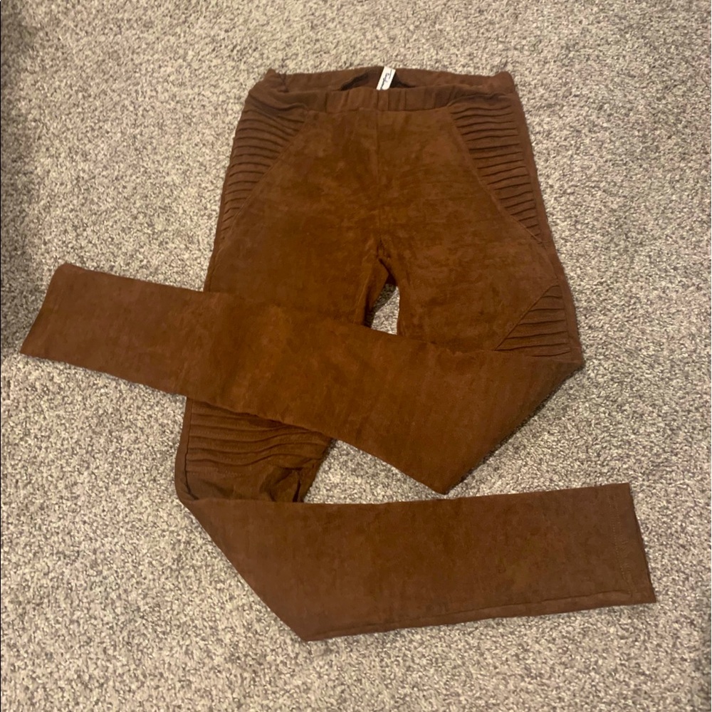 Brown velvet leggings size small.